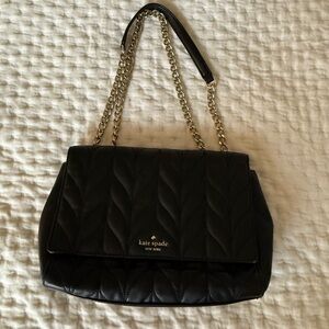 Kate Spade Black Quilted Shoulder Bag with Gold Chain